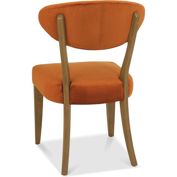 Bentley Designs Ellipse Rustic Oak Upholstered Chair - Rust Velvet Fabric (Pair) - Image 4