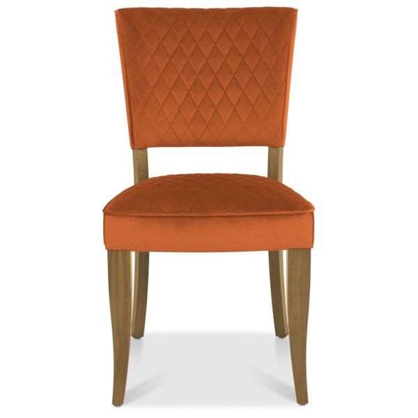 Bentley Designs Logan Rustic Oak Upholstered Chair - Rust Velvet Fabric (Pair) - Image 3