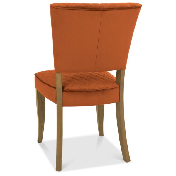 Bentley Designs Logan Rustic Oak Upholstered Chair - Rust Velvet Fabric (Pair) - Image 4