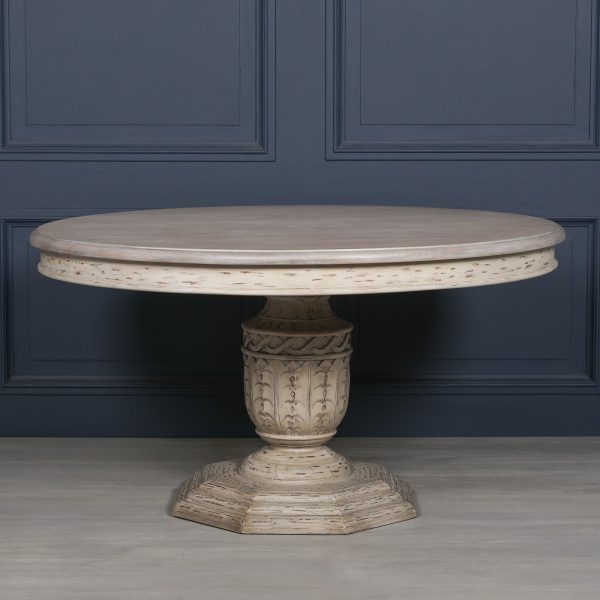 Heavy Distressed 145cm Round Dining Table - Image 6