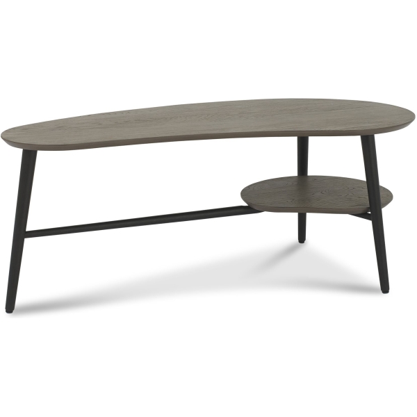 Bentley Designs  Vintage Weathered Oak Shaped Coffee Table - Image 3