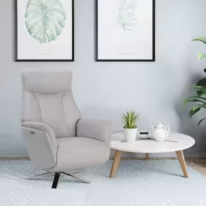 Global Furniture Alliance Houston Swivel Recliner & Integrated Footstool in Leather/Match - Available in 2 Colours