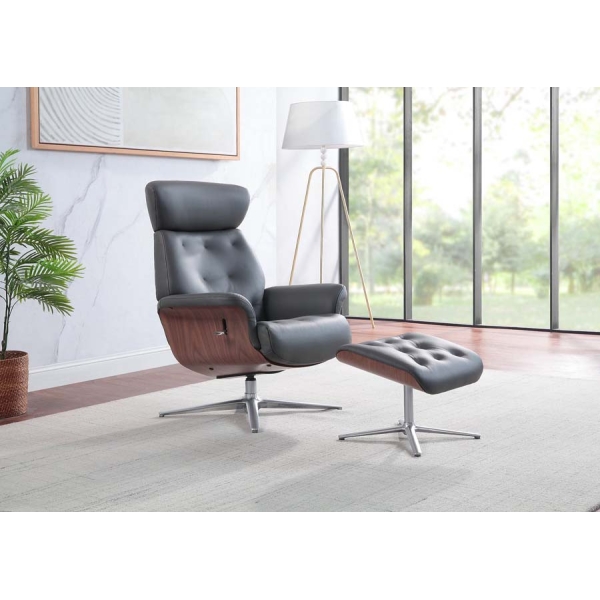 Global Furniture Alliance Nordic Swivel Recliner & Footstool - Image 4