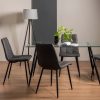 Bentley Designs Martini Clear Glass 6 Seater Table & 4 Mondrian Dark Grey Faux Leather Chairs - Image 2
