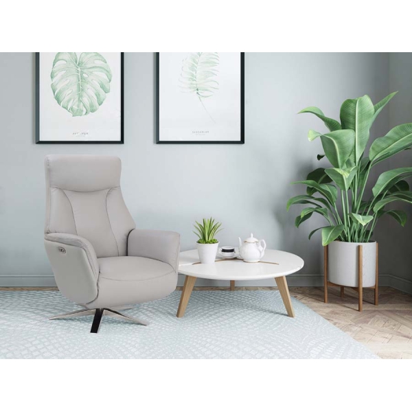 Global Furniture Alliance Houston The Swivel Recliner & Integrated Footstool in Leather/Match
