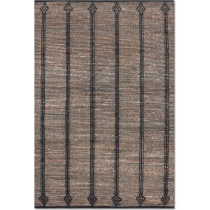 libra interiors  Bosho Hand Woven Natural & Charcoal 160x230cm Jute and Cotton Rug