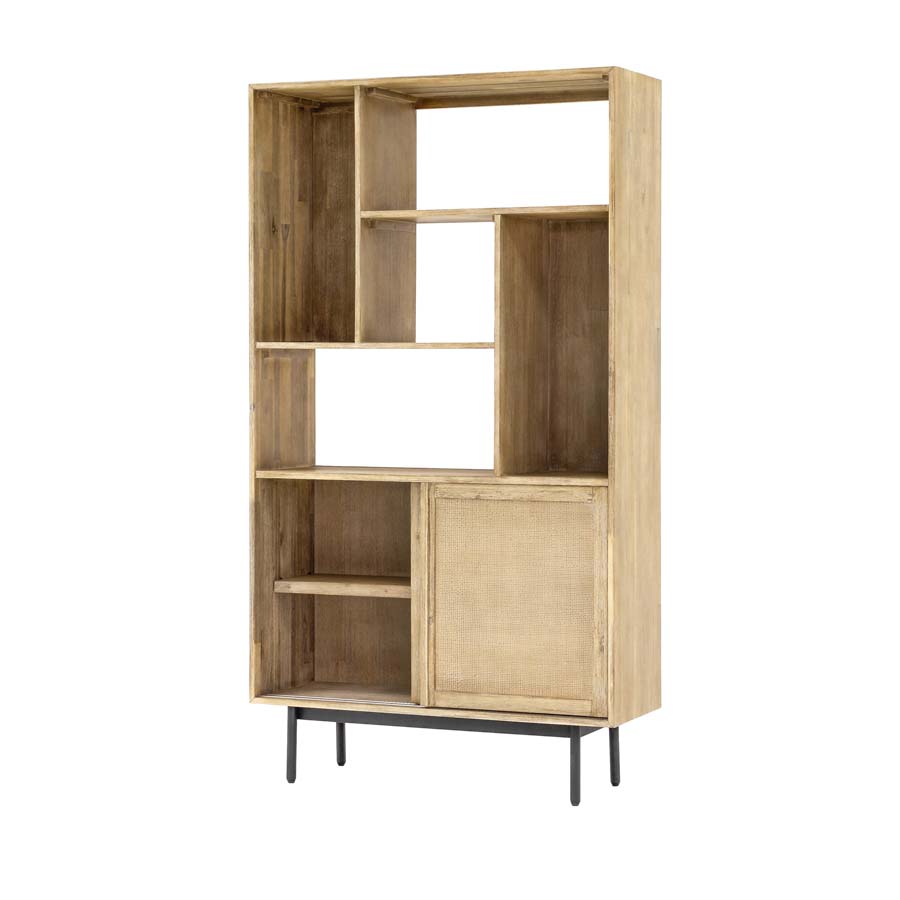 Libra Interiors Maddox Bookcase with Storage and Two Sliding Doors