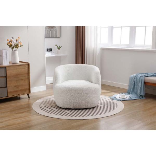 Global Furniture Alliance Alma Swivel Accent Chair -Ivory Fabric - Image 3