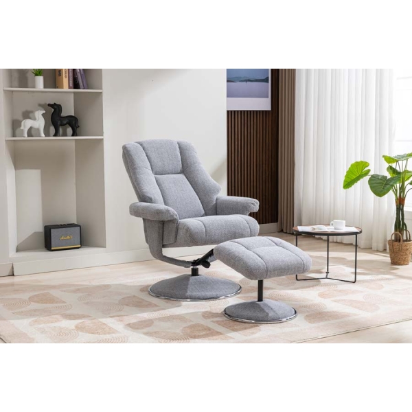 Global Furniture Alliance Denver Fabric Swivel Recliner & Footstool - Image 2