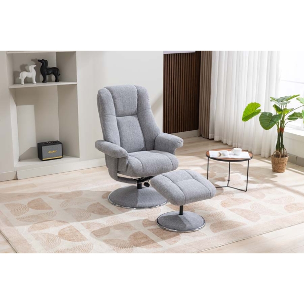 Global Furniture Alliance Denver Fabric Swivel Recliner & Footstool - Image 3