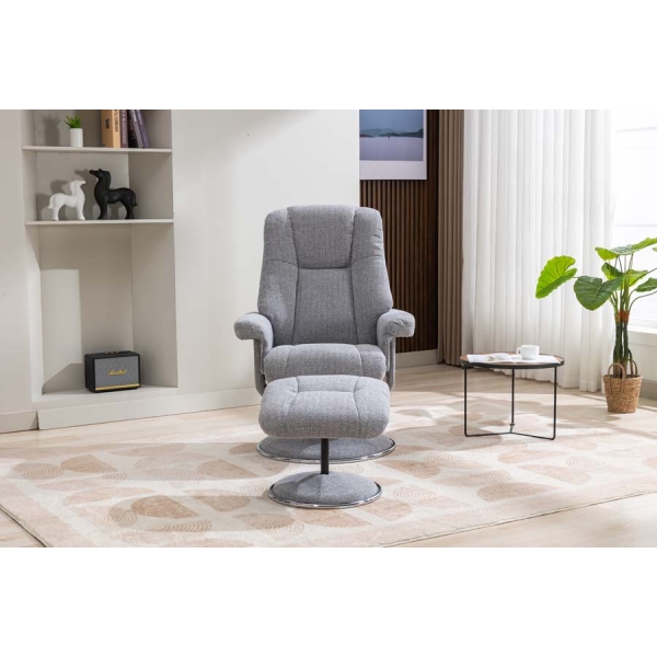 Global Furniture Alliance Denver Fabric Swivel Recliner & Footstool - Image 4