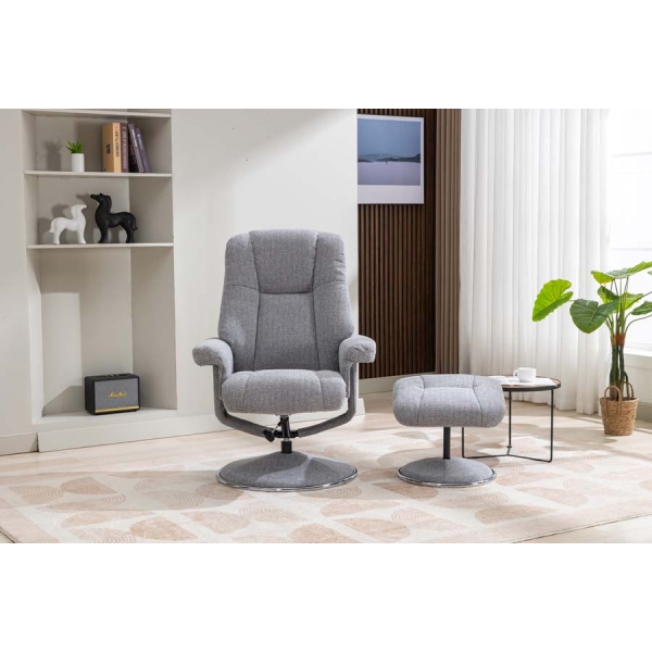 Global Furniture Alliance Denver Fabric Swivel Recliner & Footstool - Image 5