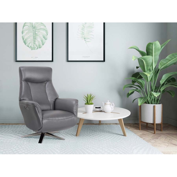 Global Furniture Alliance Houston The Swivel Recliner & Integrated Footstool in Leather/Match - Image 6