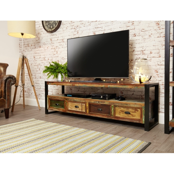 Baumhaus Urban Chic Reclaimed Wood Open Widescreen Television Cabinet