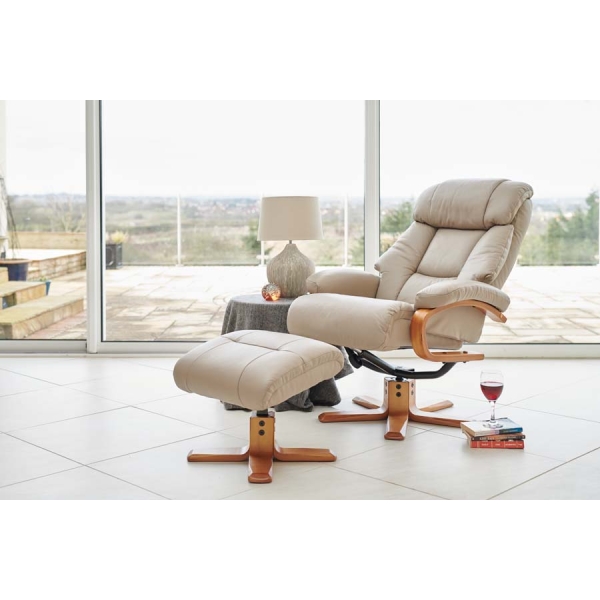 Global Furniture Alliance Nice Swivel Recliner & Footstool in Leather/Match - Image 7