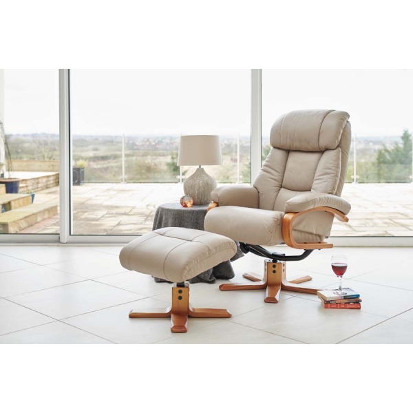 Global Furniture Alliance Nice Swivel Recliner & Footstool in Leather/Match - Image 8