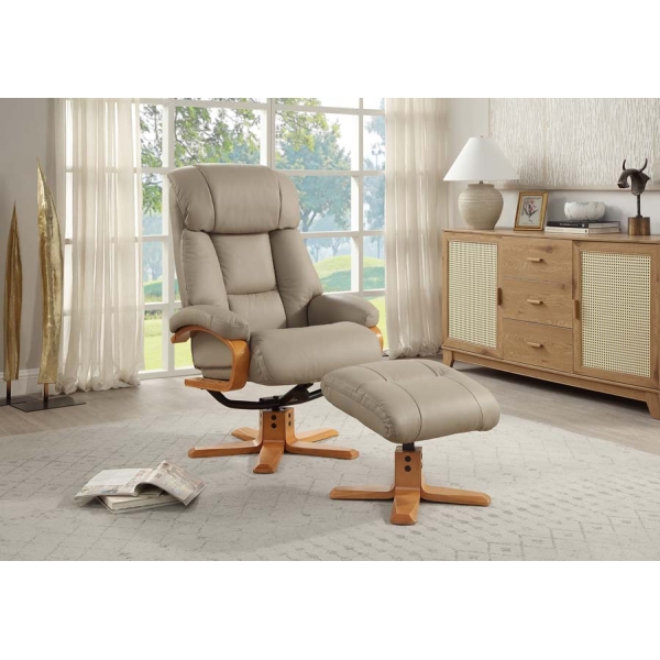 Global Furniture Alliance Nice Swivel Recliner & Footstool in Leather/Match - Image 5