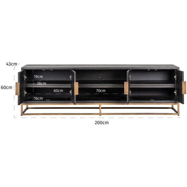 Richmond Interiors Blackbone 4 Door TV Unit - Brushed Gold - Image 6