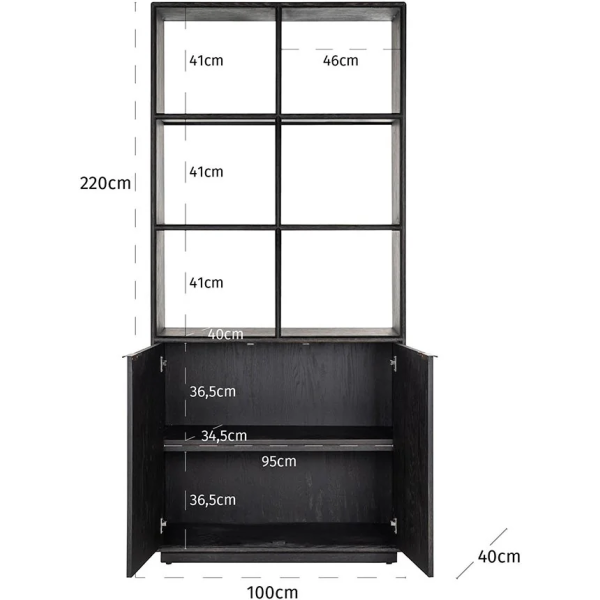 Richmond Interiors Blackbone 2 Door Bookcase - Brushed Gold - Image 6