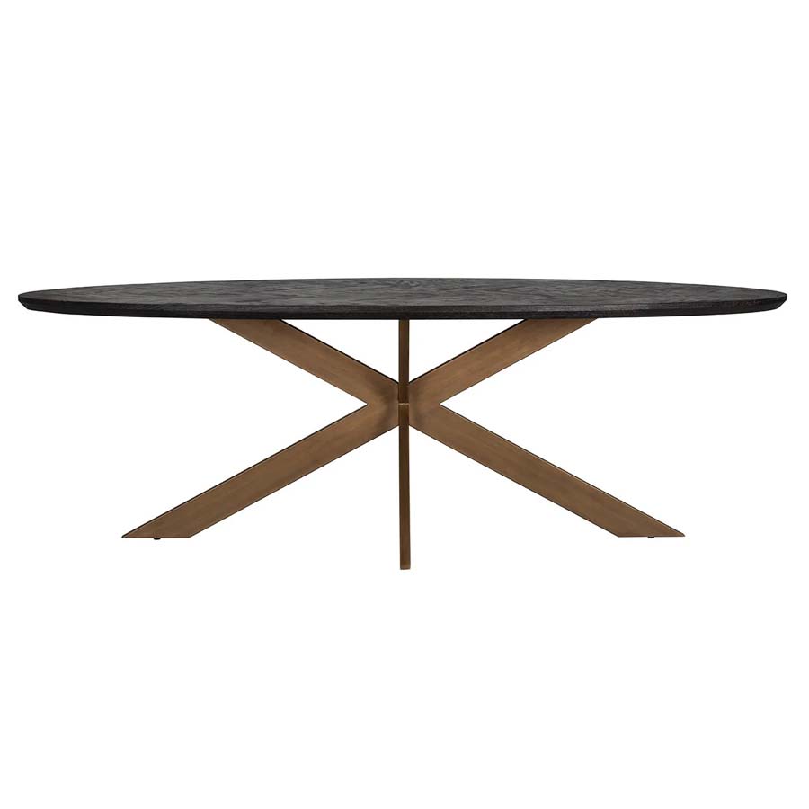 Richmond Interiors Blackbone 6 Seater Oval Dining Table 230cm - Brass & Black