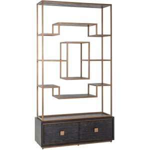 Richmond Interiors Hunter 2 Drawer Display Cabinet - Brushed Gold