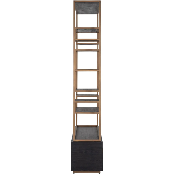 Richmond Interiors Hunter 2 Drawer Display Cabinet - Brushed Gold - Image 3
