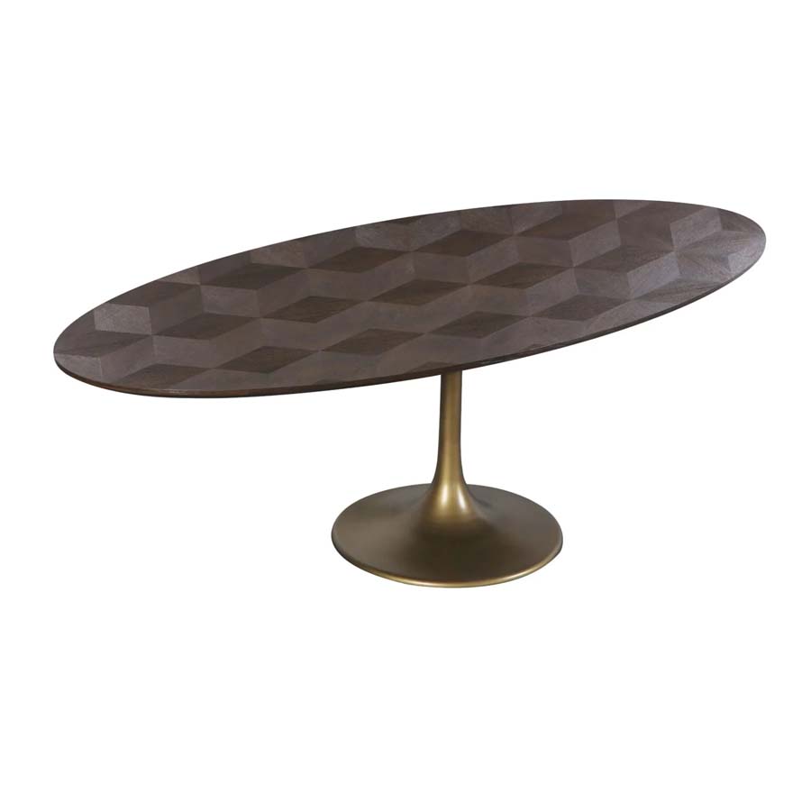 Richmond Interiors Luxor Diamond Oval Dining Table 230cm - Brown