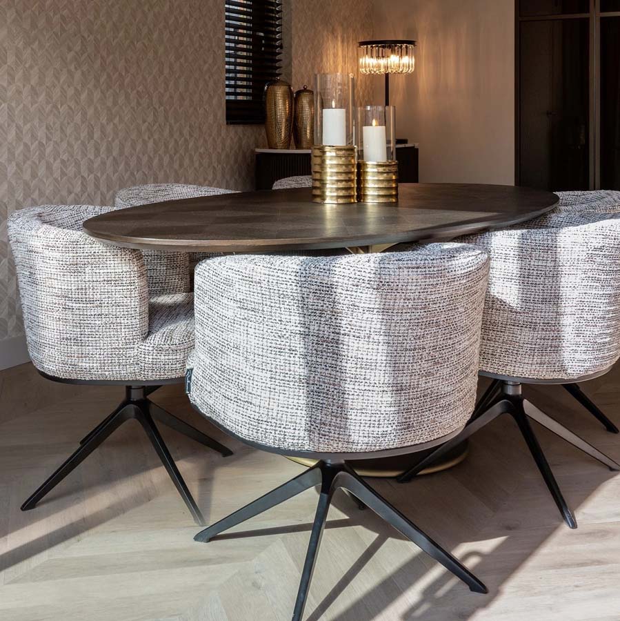 Richmond Interiors Luxor Diamond Oval Dining Table 230cm - Brown - Image 5