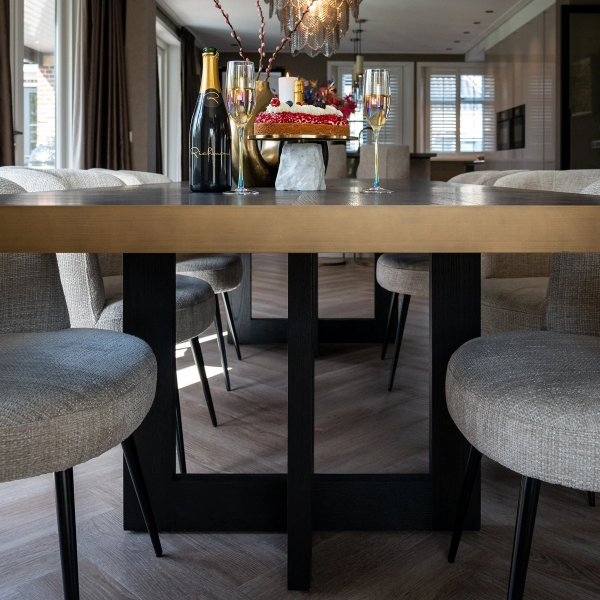 Richmond Interiors Cambon Dining Table - Coffee Brown & Black - Large - Image 7