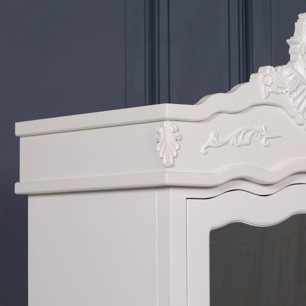 French White Single  Door Armoire With Mirrored Door - Image 5