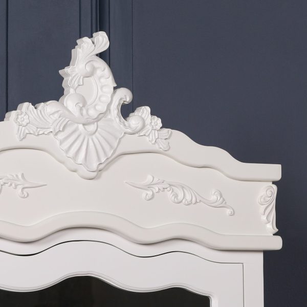 French White Single  Door Armoire With Mirrored Door - Image 4