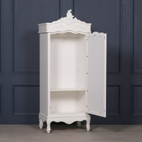 French White Single  Door Armoire With Mirrored Door - Image 3