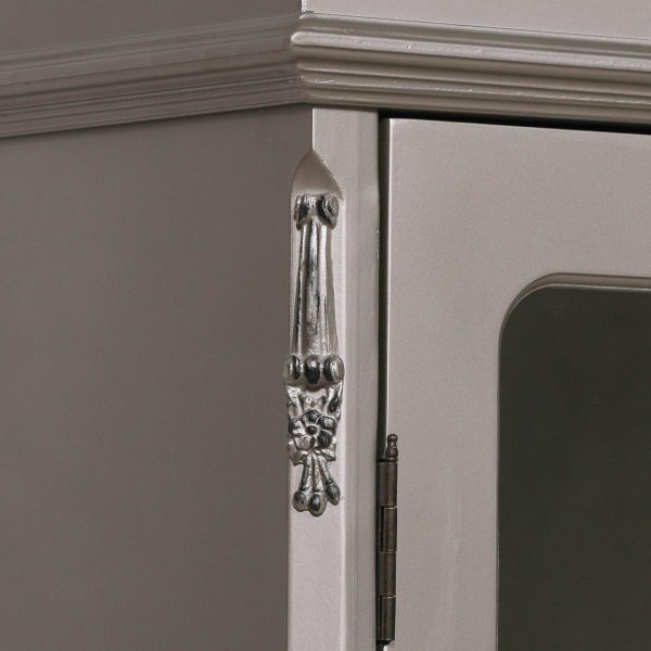 French Anitque Silver Double  Mirrored  Door Armoire - Image 5