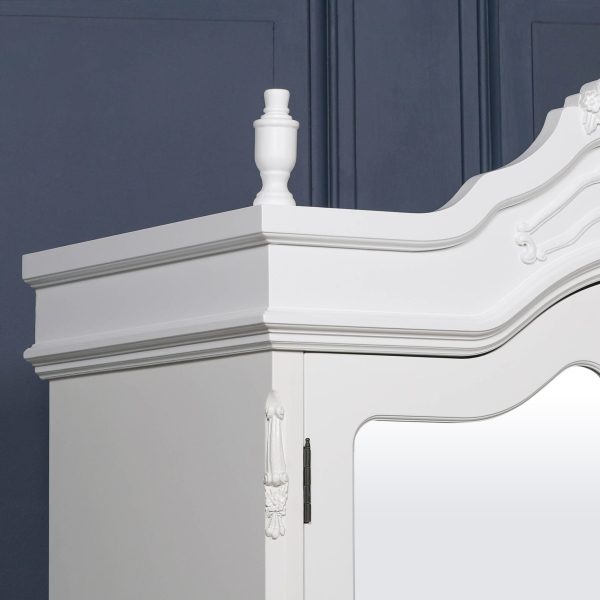 French White Double Mirrored Door Armoire - Image 4