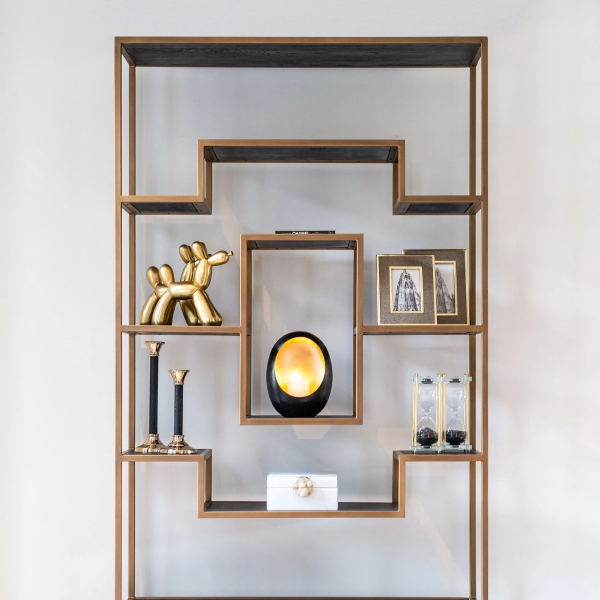 Richmond Interiors Hunter 2 Drawer Display Cabinet - Brushed Gold - Image 6