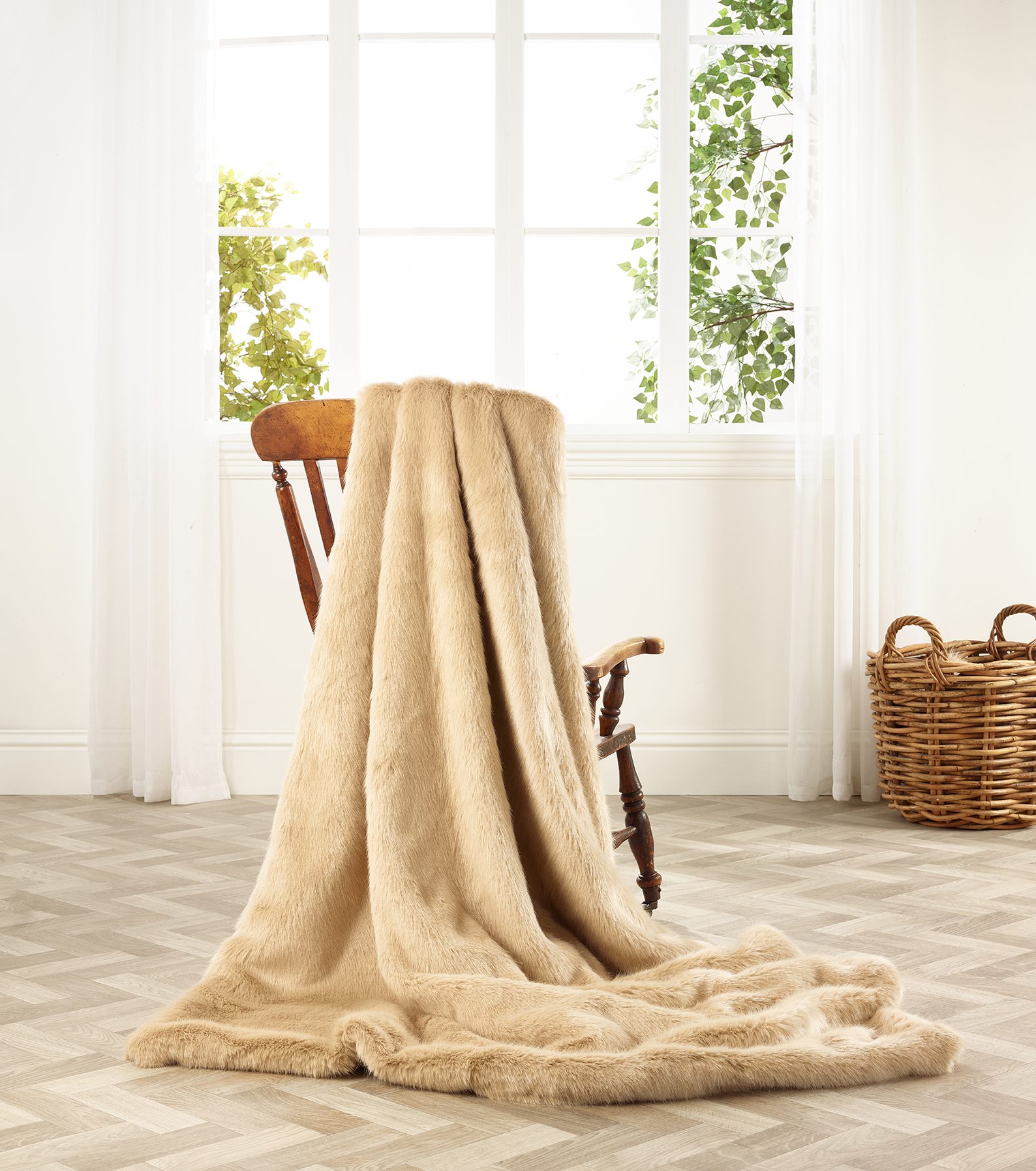 Katrina Hampton London Beige Faux Fur Throw - Large