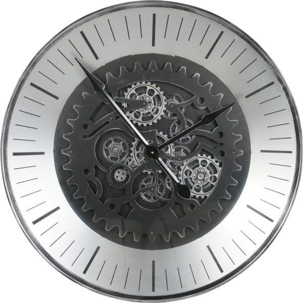 Libra Interiors  Palladium Wall Clock with moving Dials Black Nickel 80cm