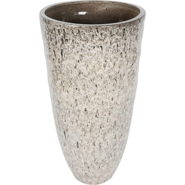 Libra Interiors Mederno Reactive Glaze Ceramic XL Tall Planter Taupe - Image 3