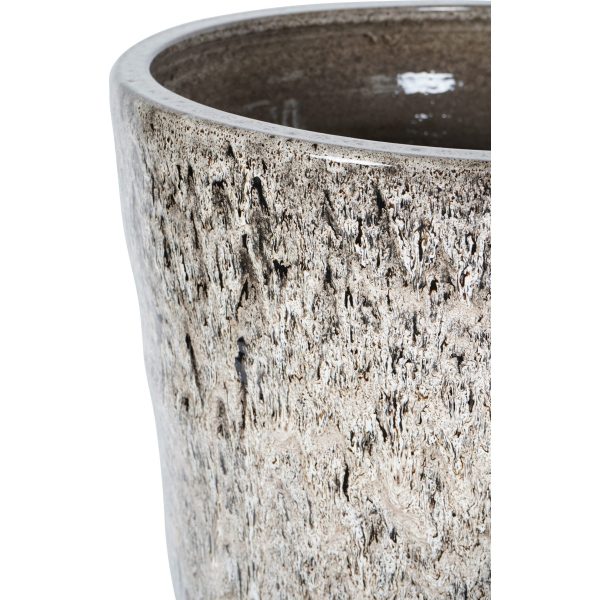 Libra Interiors Mederno Reactive Glaze Ceramic XL Tall Planter Taupe - Image 4