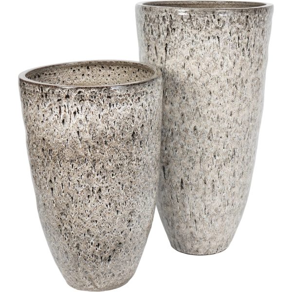 Libra Interiors Mederno Reactive Glaze Ceramic XL Tall Planter Taupe - Image 5