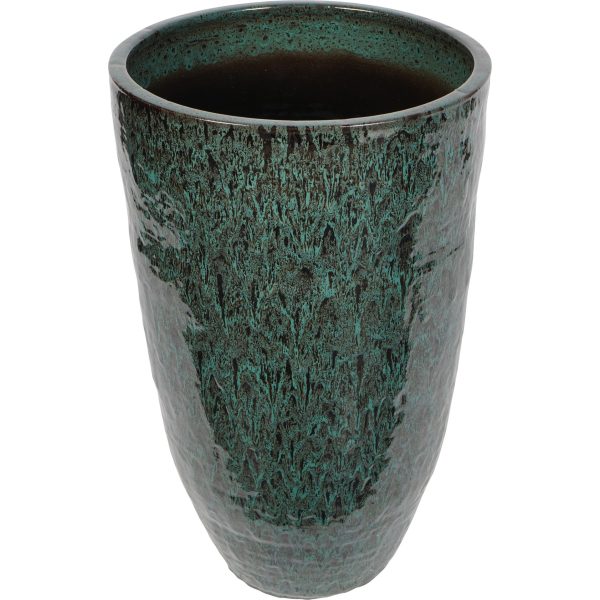 libra interiors Mederno Reactive Glaze Ceramic XL Tall Planter Green - Image 3