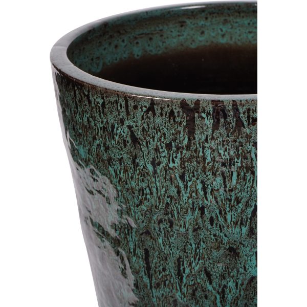 libra interiors Mederno Reactive Glaze Ceramic Tall Planter Green - Image 4