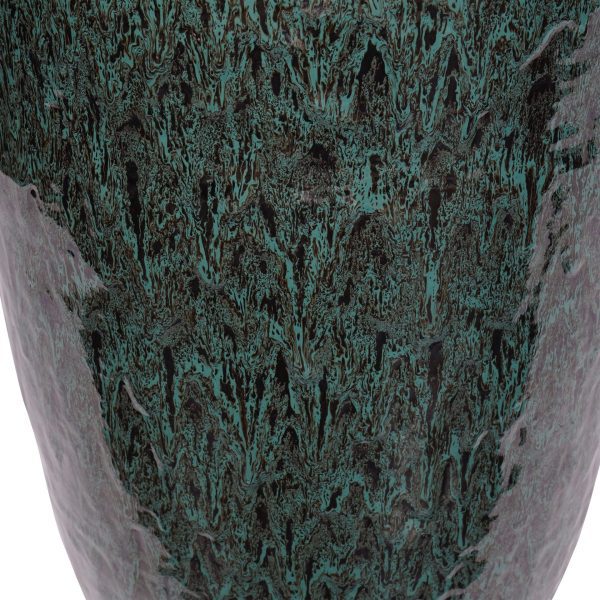 libra interiors Mederno Reactive Glaze Ceramic XL Tall Planter Green - Image 4