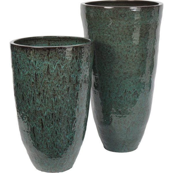 libra interiors Mederno Reactive Glaze Ceramic XL Tall Planter Green - Image 5