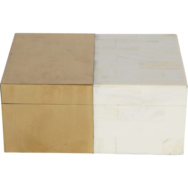 Libra Interiors Brass and White Decor Storage Box - Image 3
