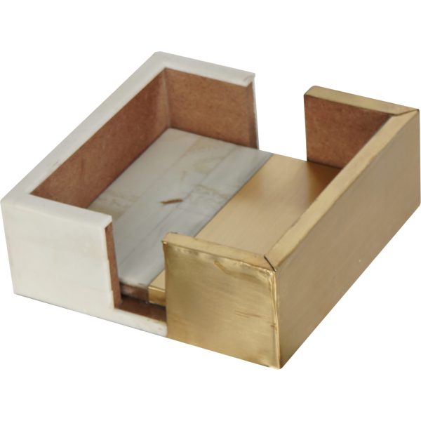 Libra Interiors Brass and White Set of 4 Coasters - Image 3