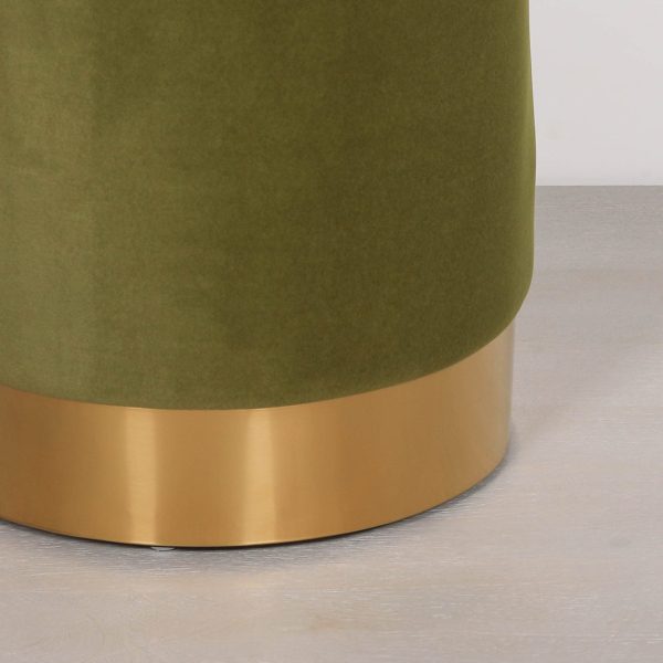 Olive Green Round Stool - Image 3