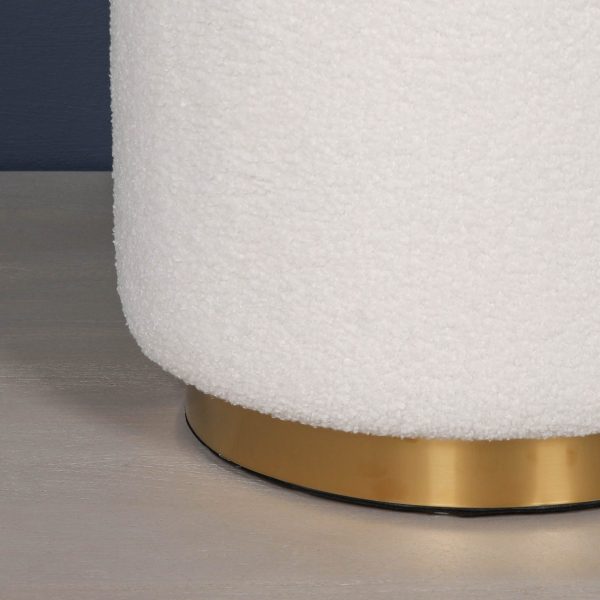 Boucle Round Stool with Gold Base - Image 3