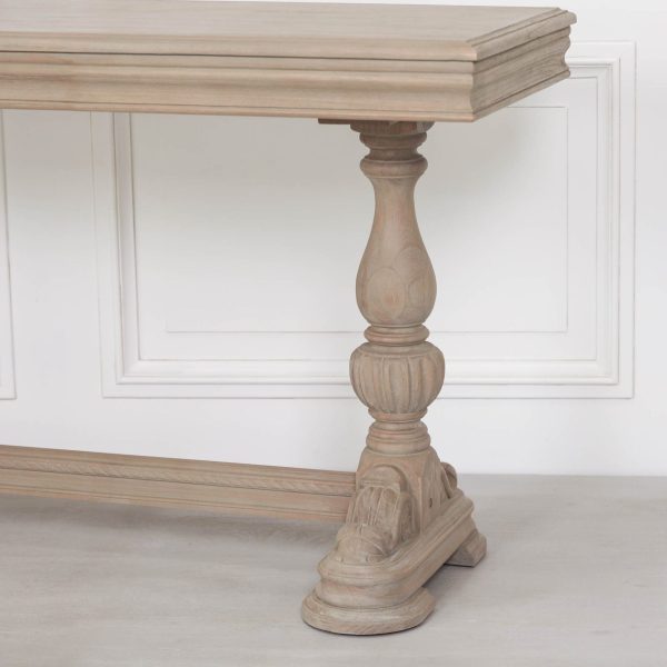 Rustic Wooden Intricate Carved Console with Drawer - Image 9