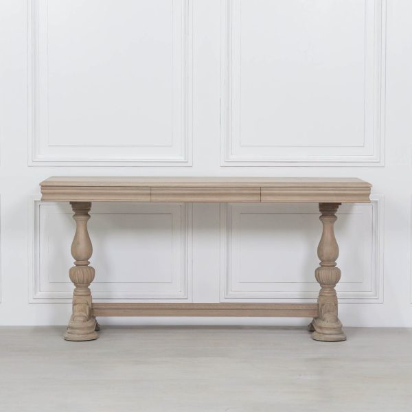 Rustic Wooden Intricate Carved Console with Drawer - Image 2